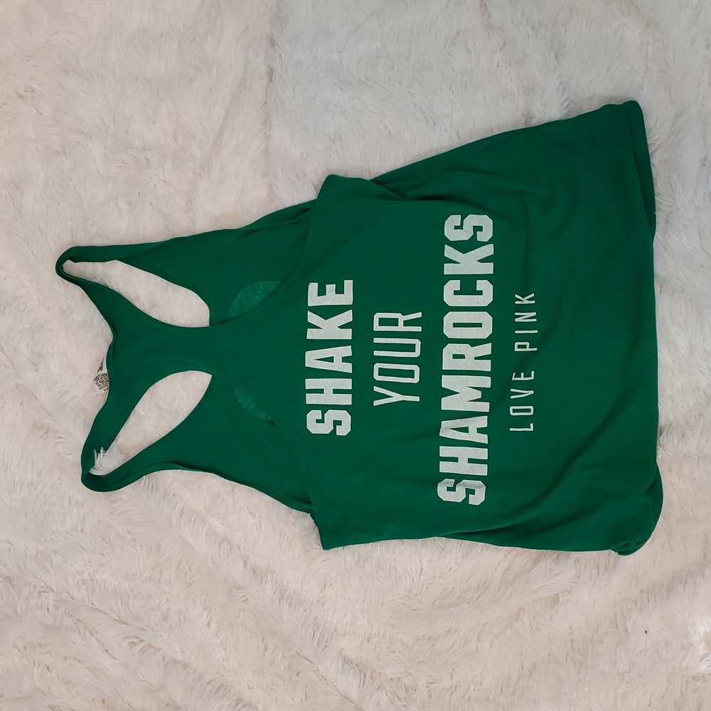 St. Patrick's Day Racerback Tank Top PINK Victoria's Secret Size M
